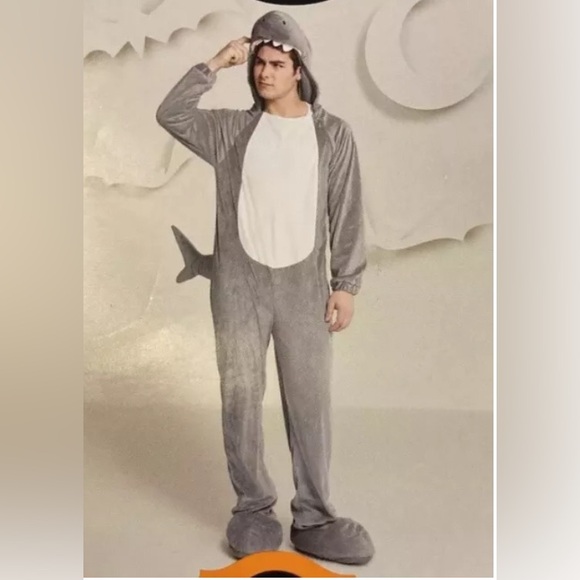Grey White Shark Costume Hyde and Eek Adult Jumpsuit Adult Large Halloween - Picture 1 of 12